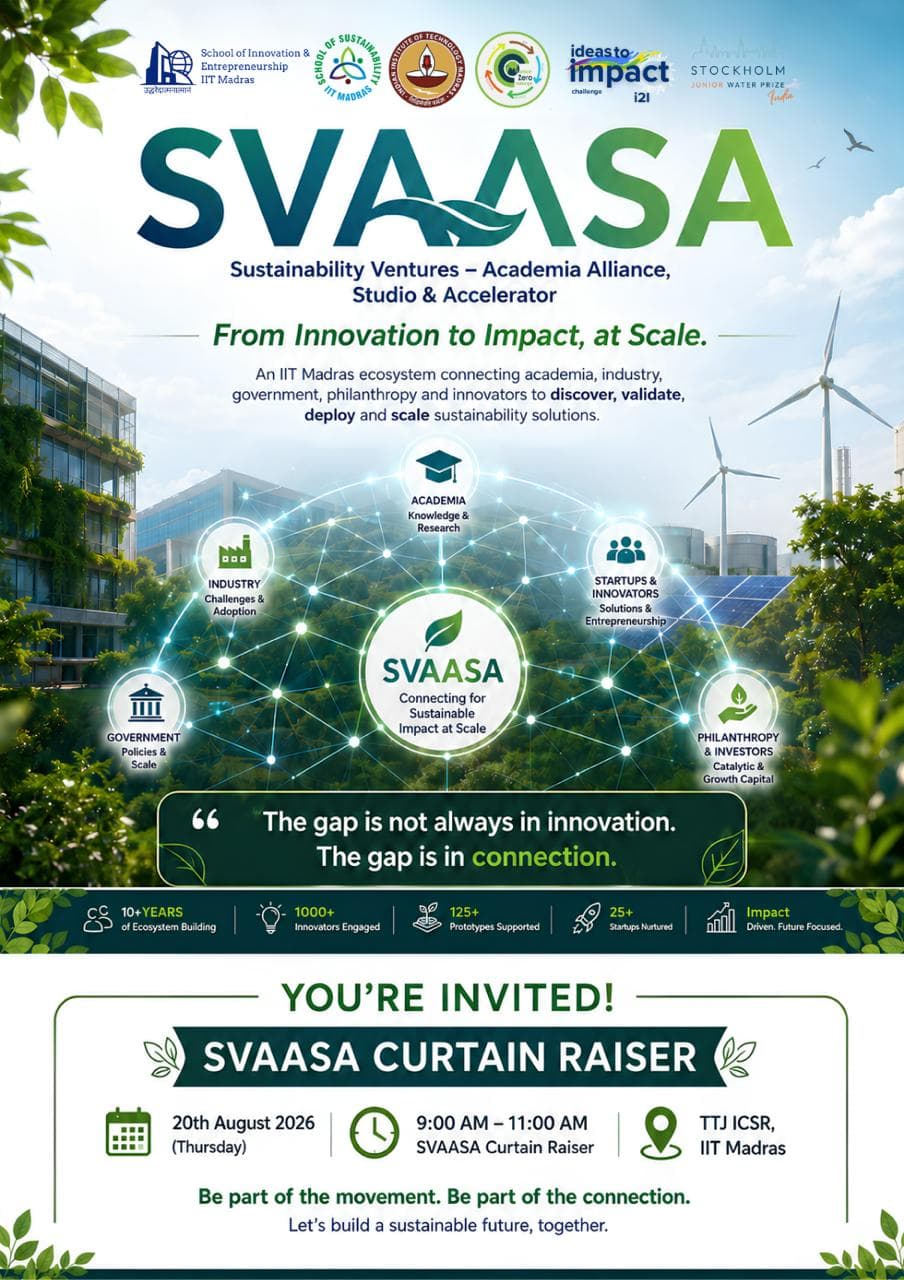 Poster for SVAASA (Sustainability Ventures - Academia Alliance - Studio and Accelerator) Curtain Raiser