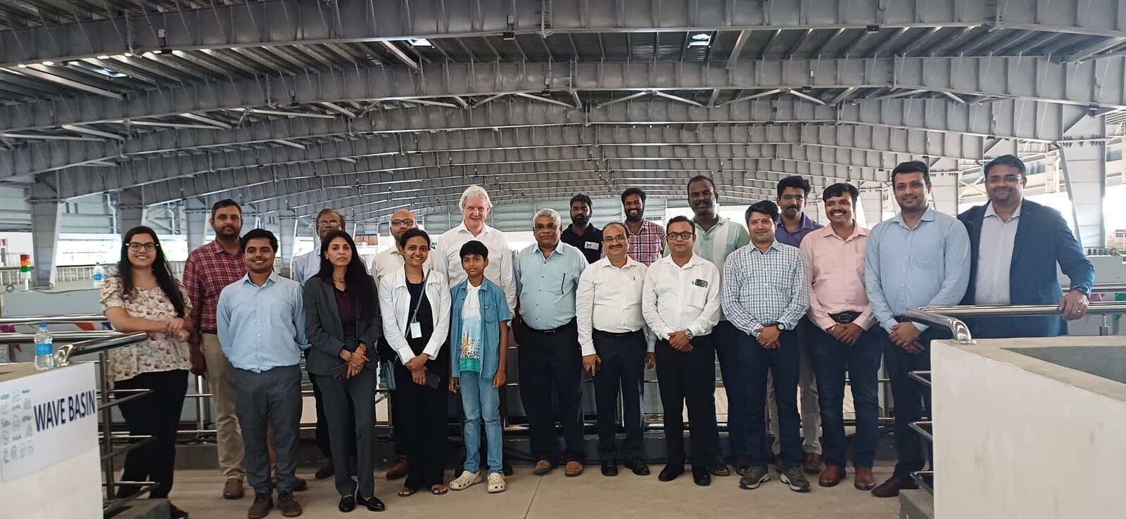 Floating Photovoltaics roundtable participants at the NTCPWC wave basin, IIT Madras